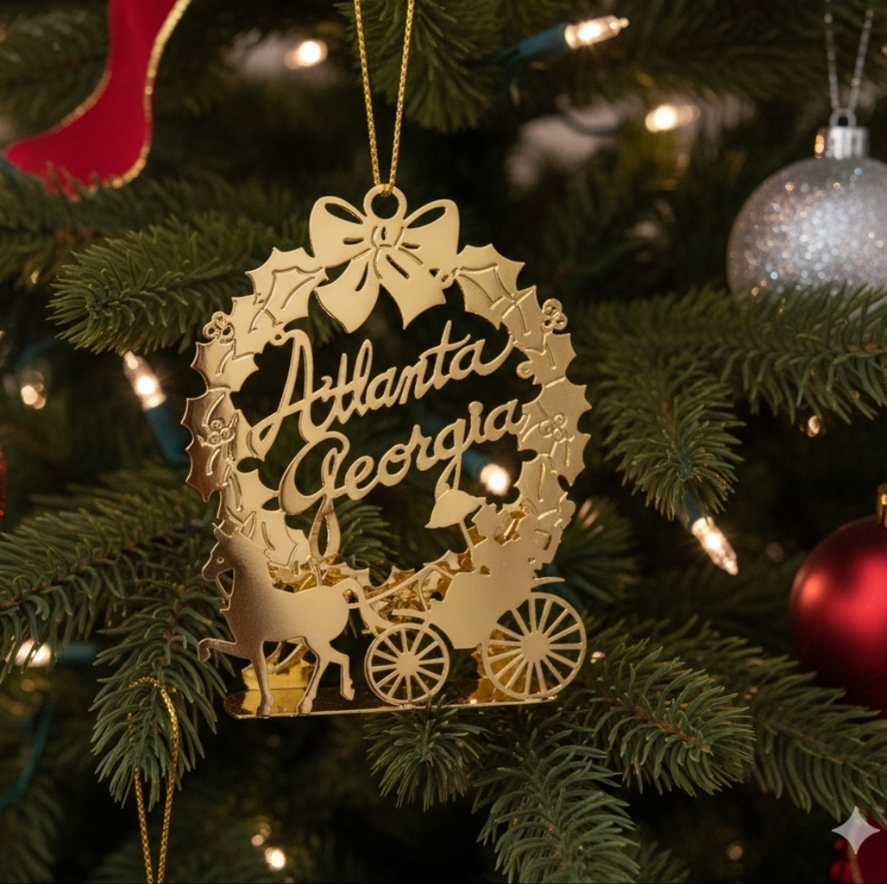Camerlane 24 kt Gold Finish Atlanta Georgia US City State Ornament Carriage Ride
